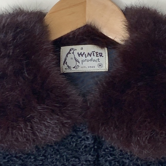 A Winter Product Vintage Black Curly Persian Lamb Fur Collar ‘60s Crop Jacket - Picture 4 of 12